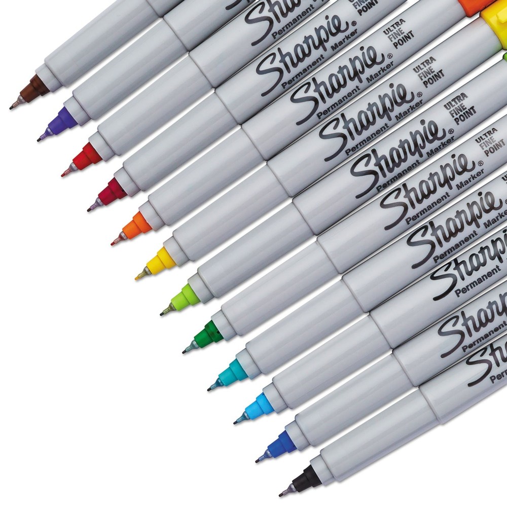 Sharpie Permanent Markers Ultra Fine Point Assorted Colors 12 Count