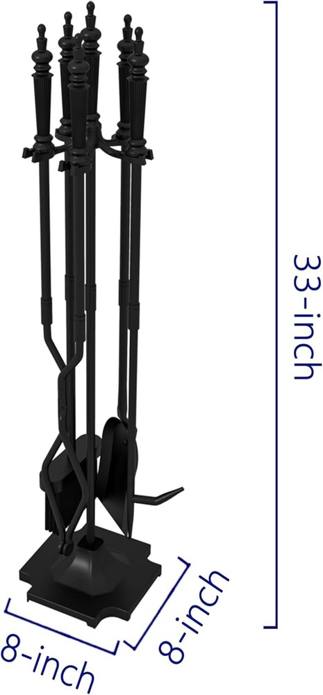 Versatile Cast Iron Fireplace Accessories Set - Includes Stand and Tools