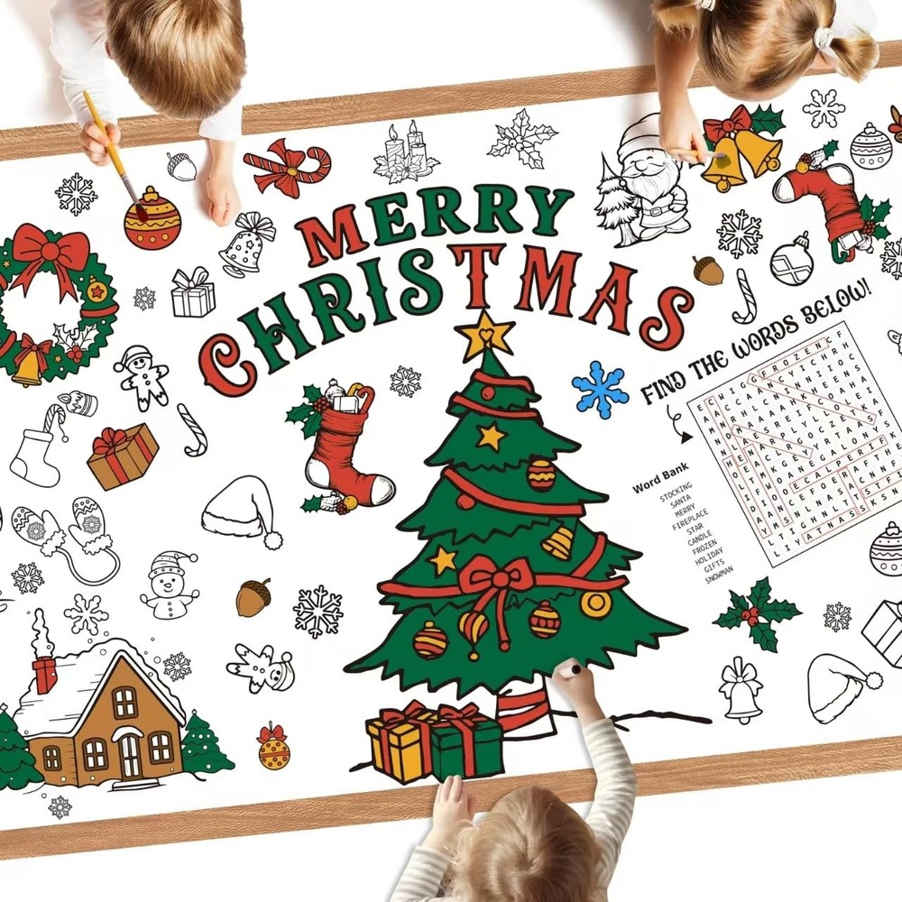 Christmas Coloring Tablecloth for 72" x 30" (Rectangular), 1 Pcs-chrsitmas