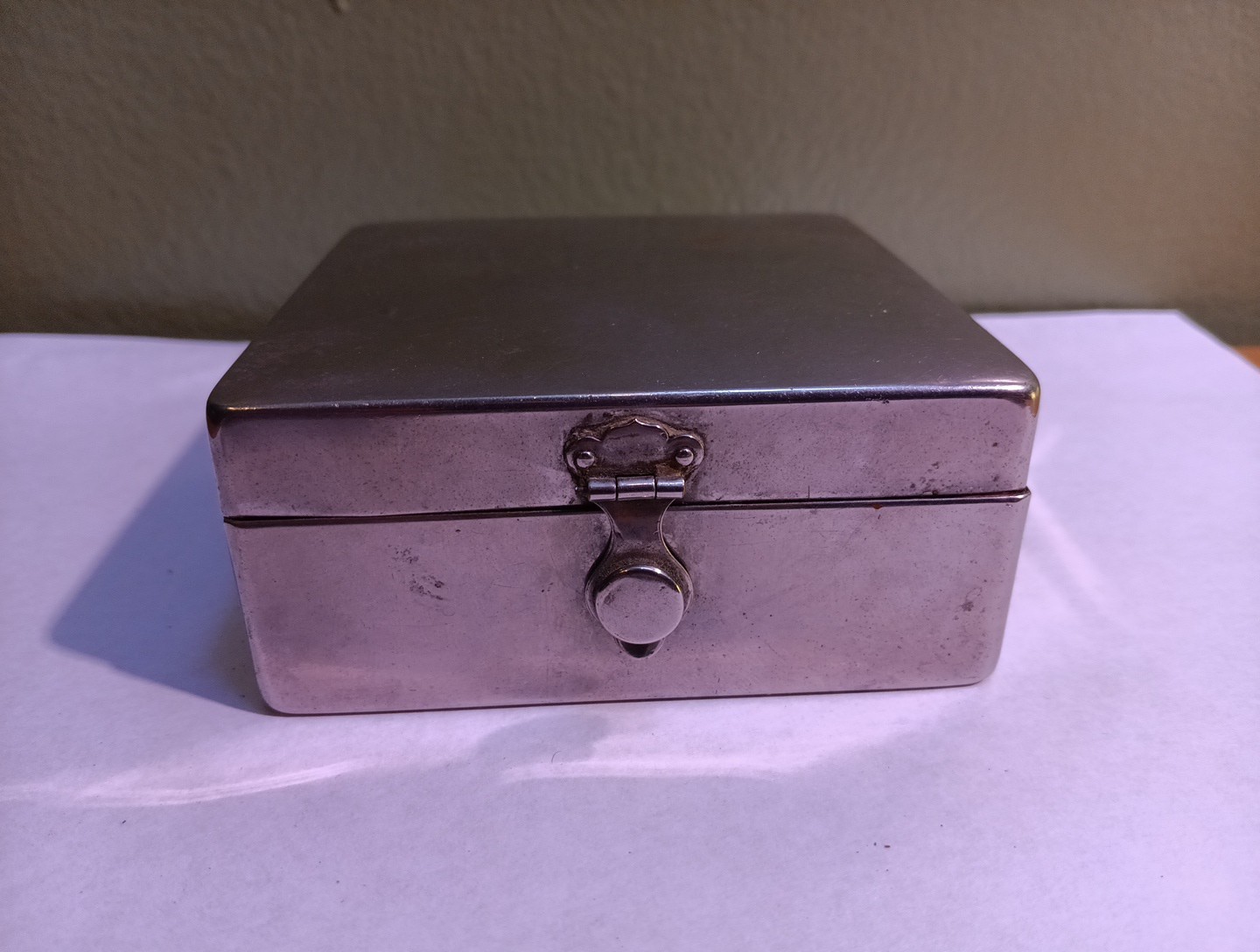 Vintage 3.5 x 3.5 x 1.5 Inch Metal Box/case - Leather/Wood - Cigar/Cigarette