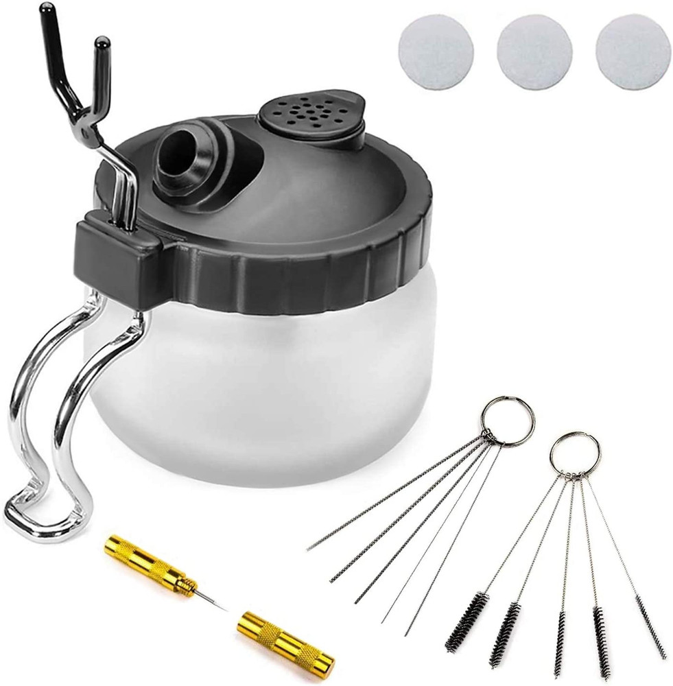 Airbrush Cleaning Kit: Pot, Filter, Needles & Brushes - 4 Set Essentials
