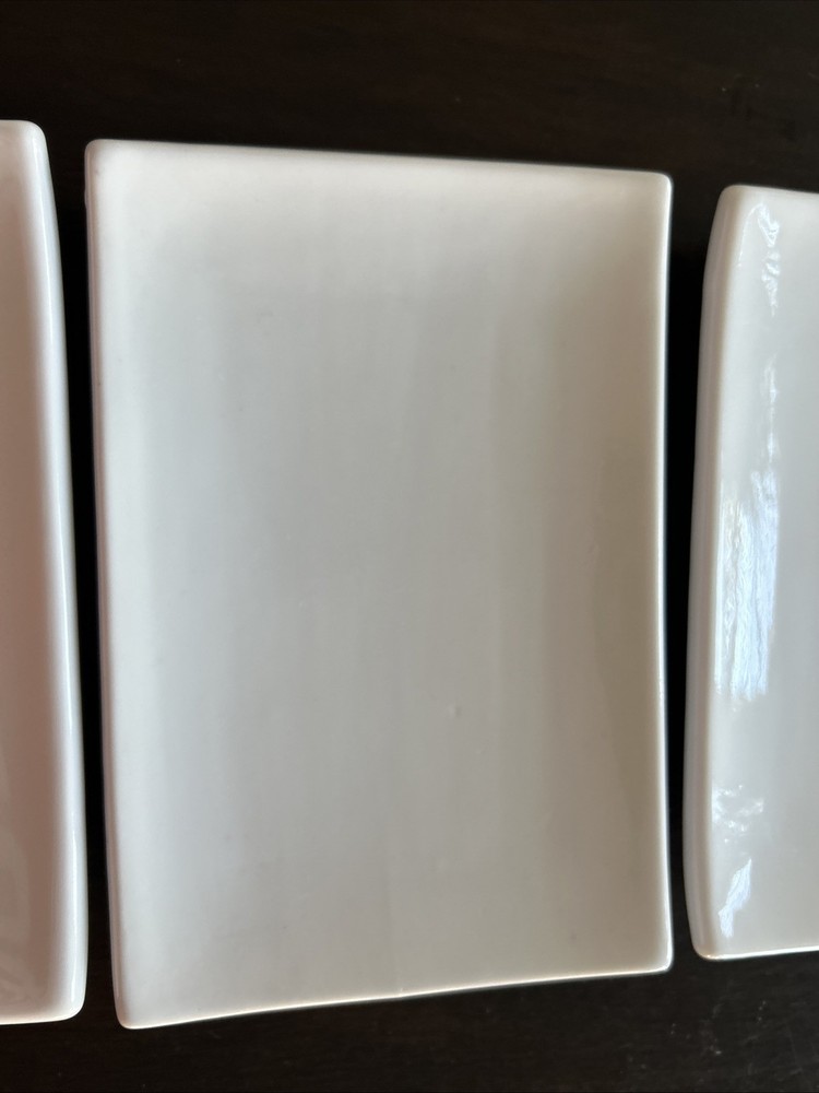 Pier 1 White Rectangular Ceramic Small Appetizer Salad Plates 8.5”x 5.5"