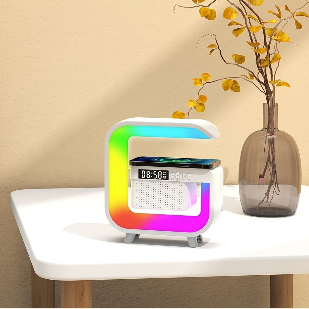 Desktop Alarm Clock with Multifunctional Wireless Speaker - Button Control