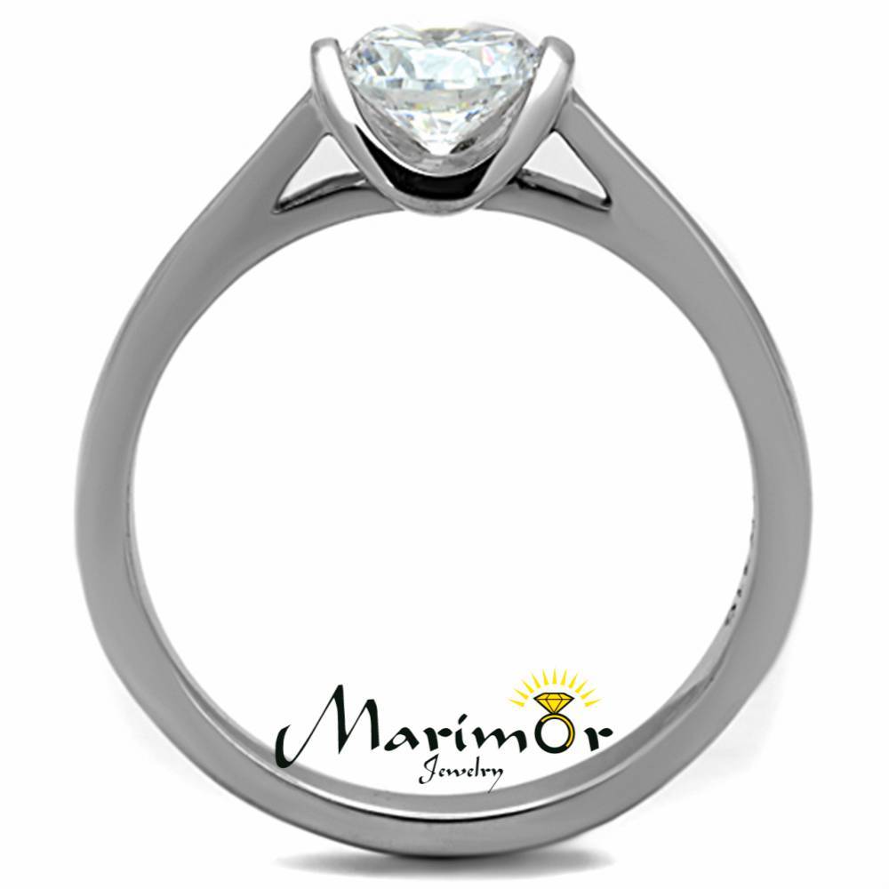High Polished Stainless Steel .85 Ct CZ Promise / Engagement Ring Sizes 5-10