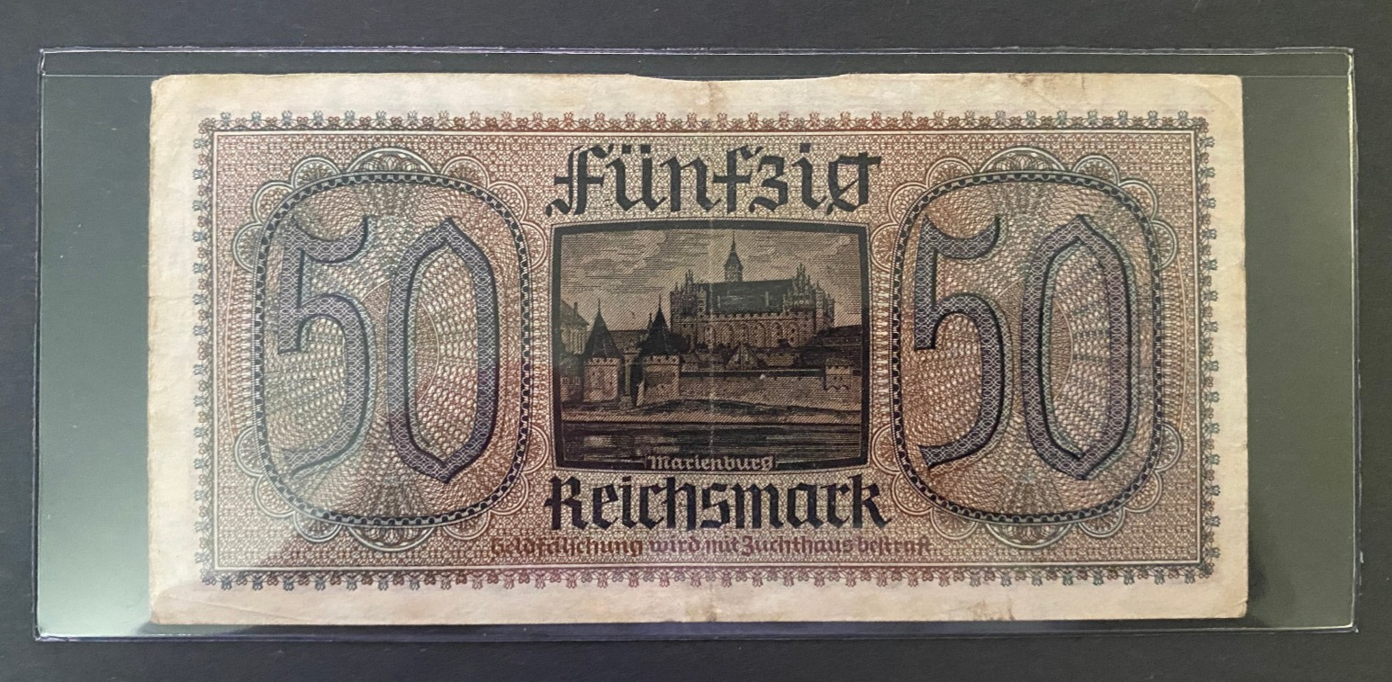 WWII Germany 50 Reichsmark 1940–1945 Reichskreditkassen Note Rare Issue