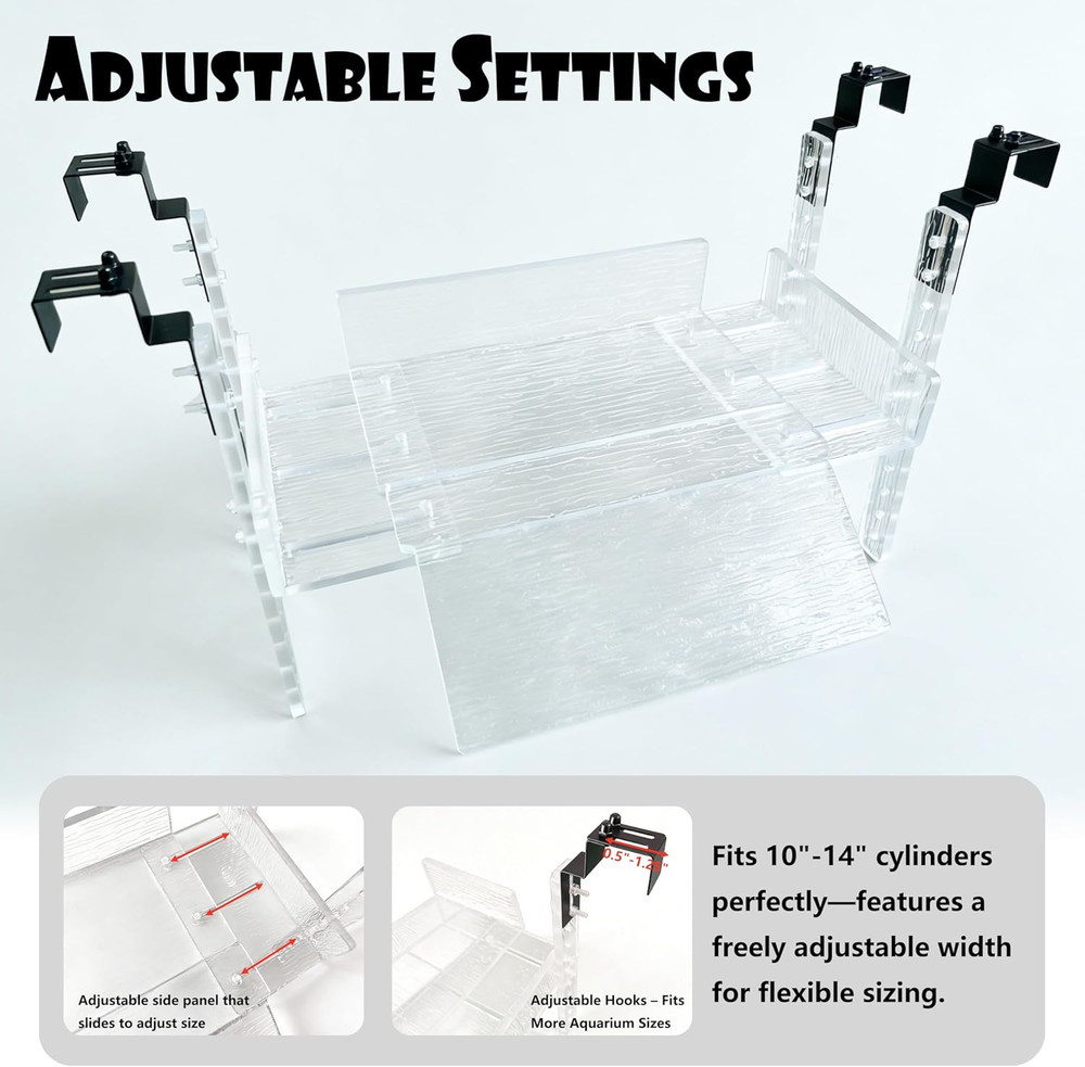 Turtle Basking Platform,Sturdy Acrylic&Adjustable Length 10-16 1/2" Basking Plat