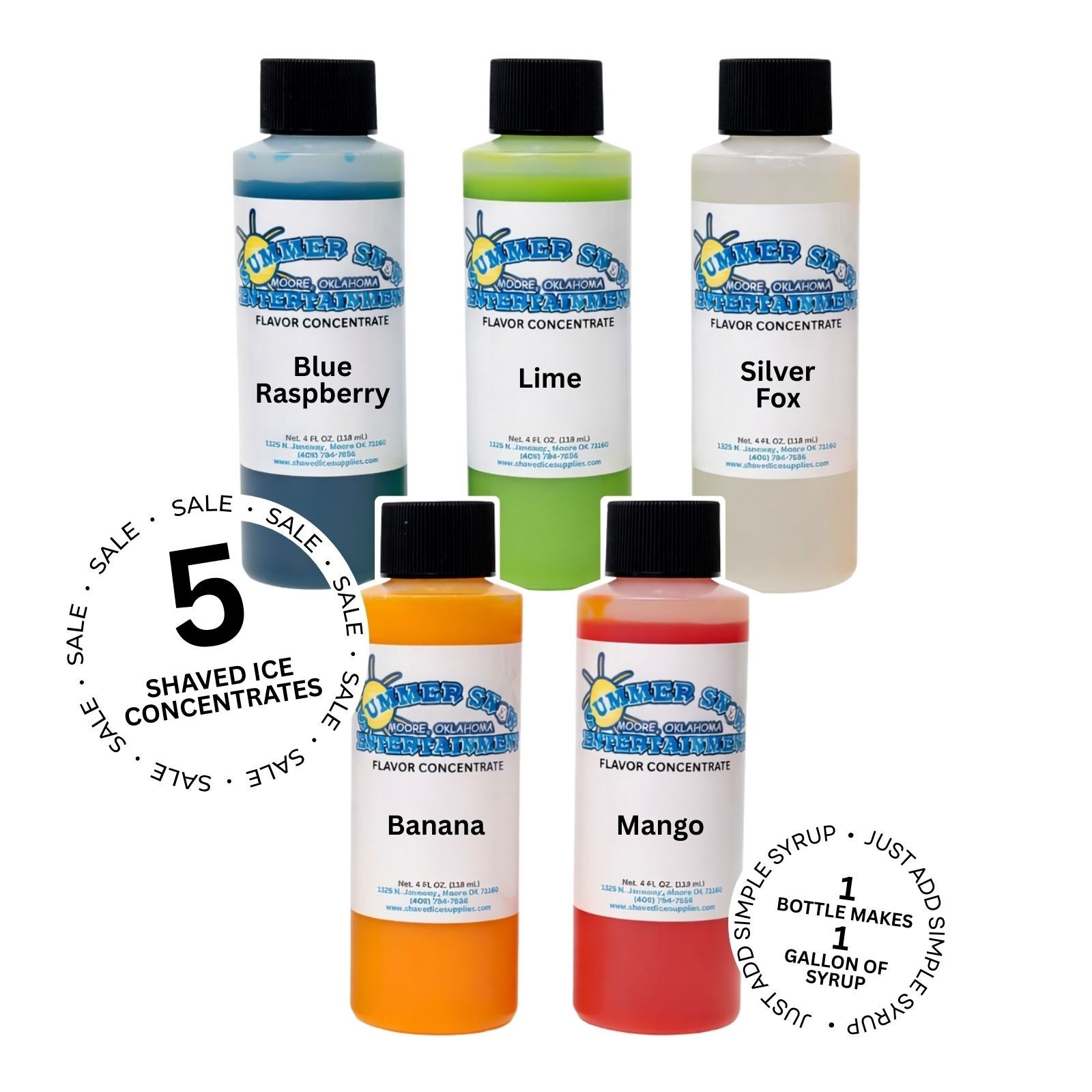 Snow Cone Syrup Flavor Mix Concentrate Shaved Ice Kone Mix  *** 5 PACK****