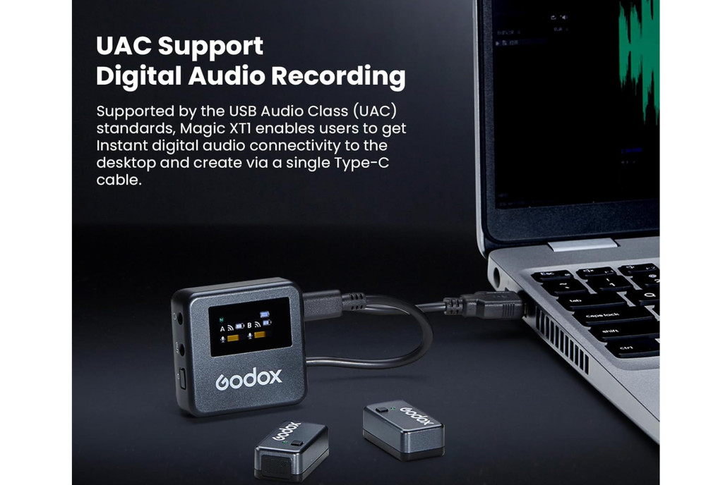 GODOX Magic XT1 Touchscreen Wireless Lavalier Microphone for Camera/Android/iPho