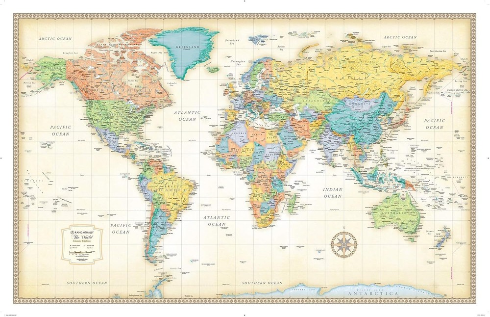 Rand McNally Classic Edition World Wall Map – Laminated Rolled –...