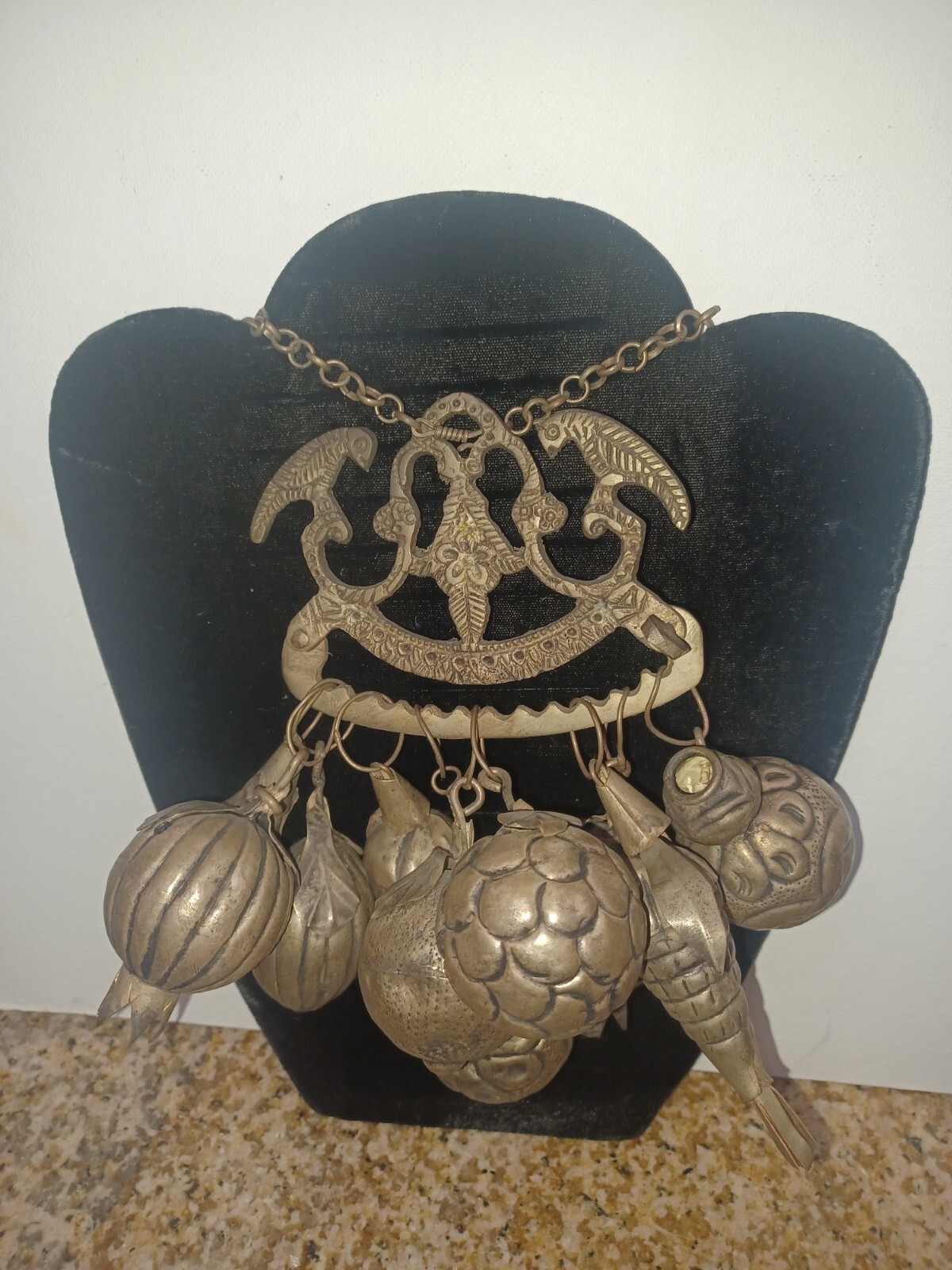 Brazilian Penca de Balangandan Silver on Brass 10 Charms Brazil