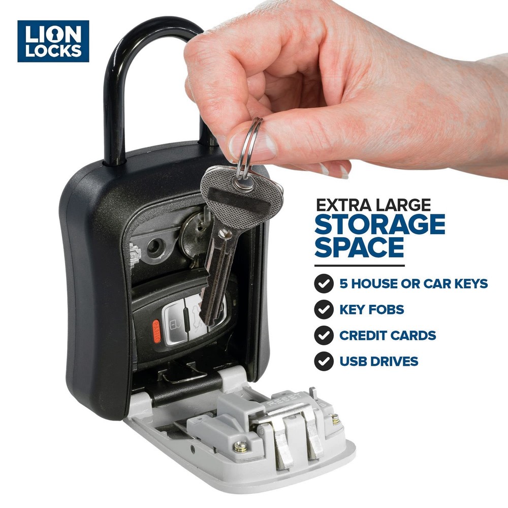 Key Lock Box for Keys with Code, 4 Digit Combination Lockbox for Keys Outdoor...