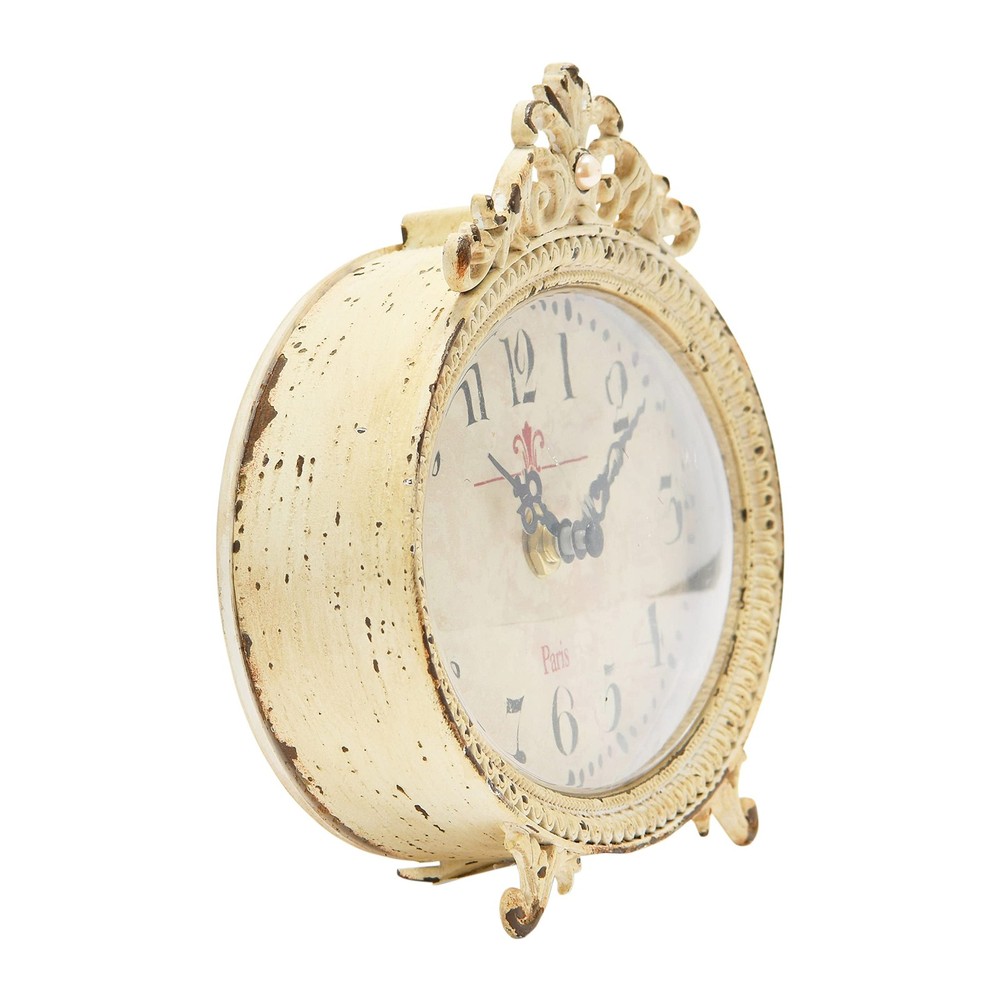 Distressed Pewter Mantel Clock, Cream