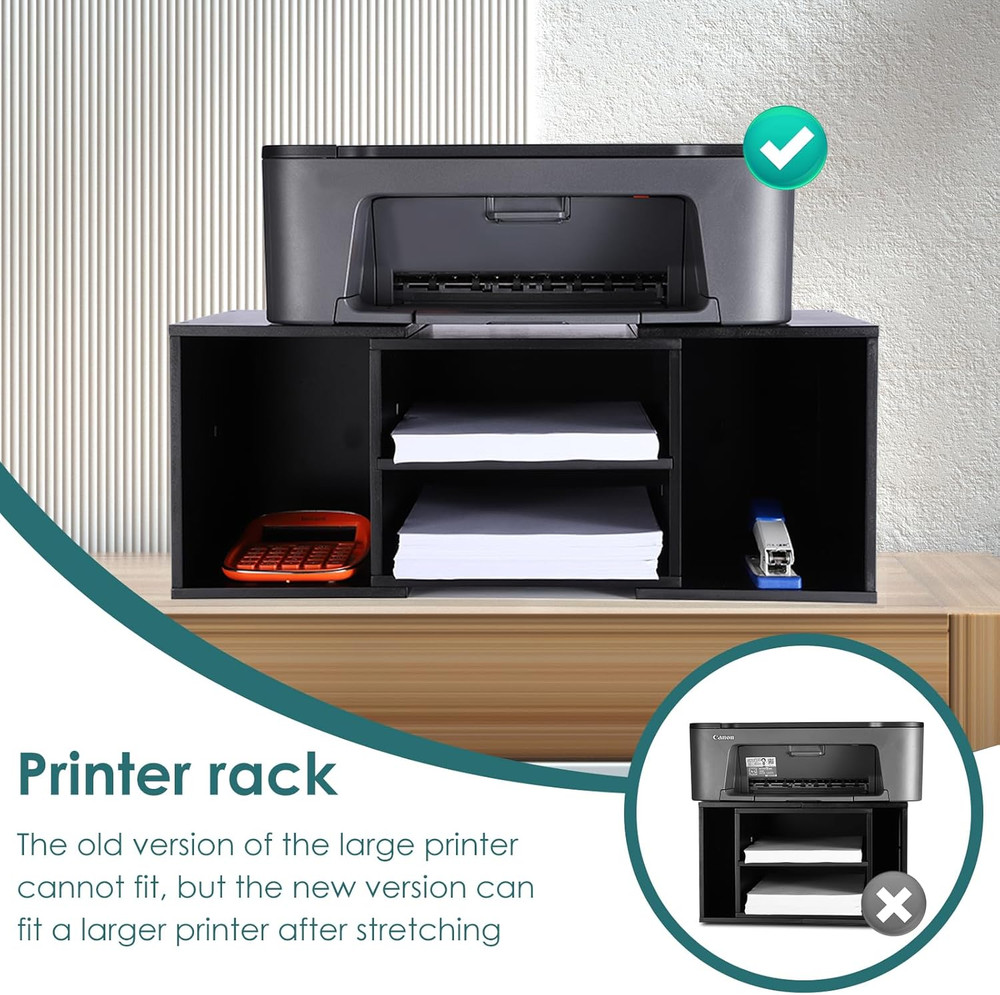 Large Printer Stand, Adjustable Printer Table with Storage, 2-Tier Printer Riser