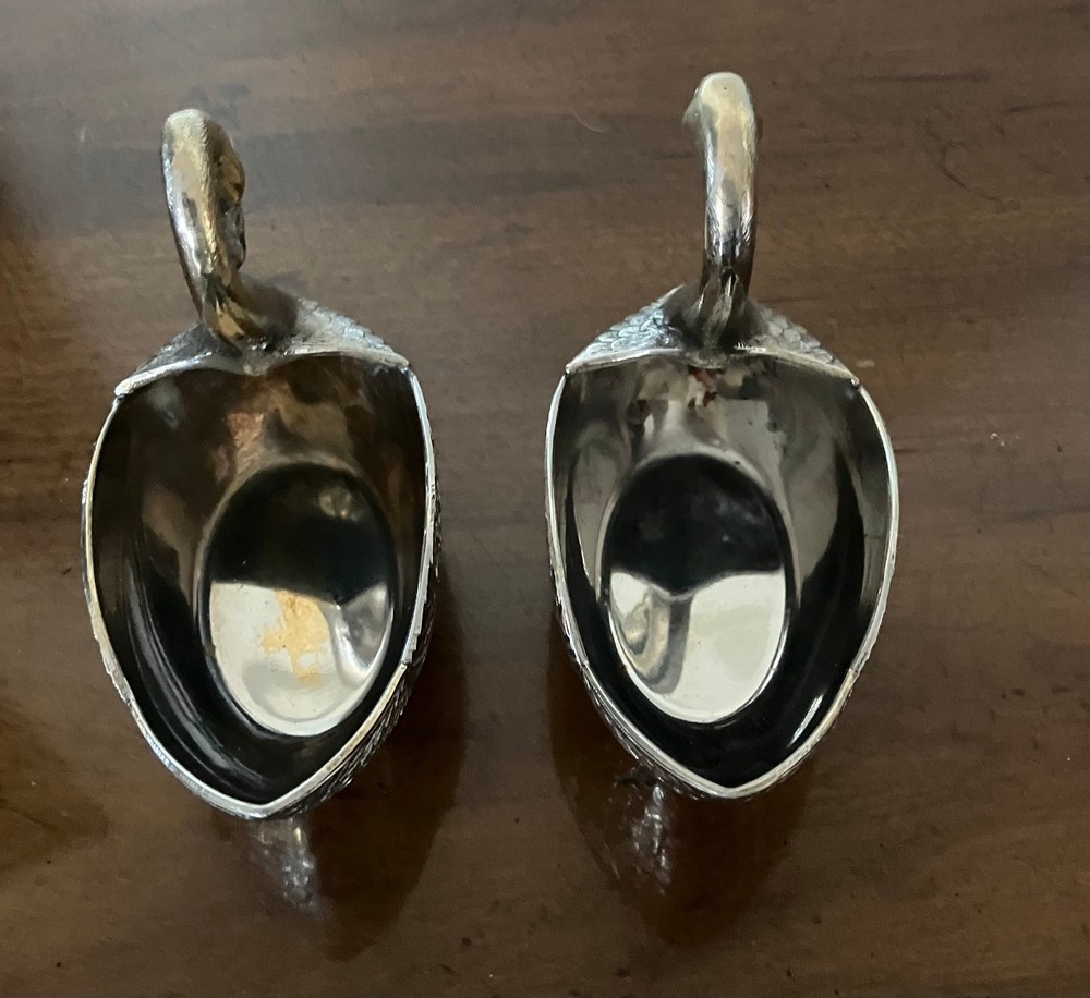 2 VTG Silver Plated Swans Trinket Candy Dish Jewelry Holder Condiment Server EXC