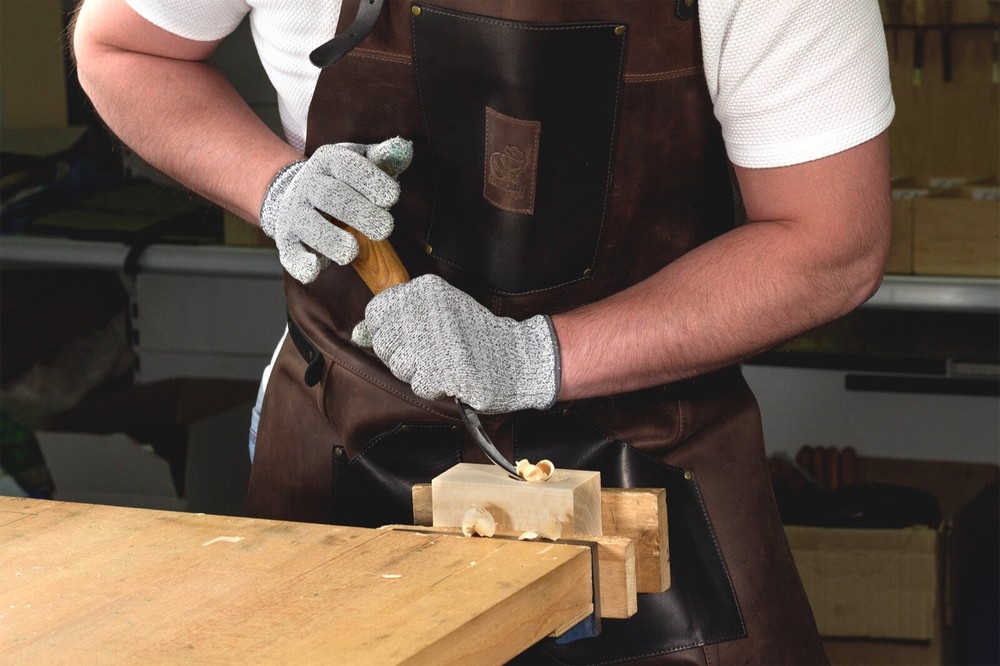 Adjustable Black&Brown Leather Work Apron BeaverCraft AP3X