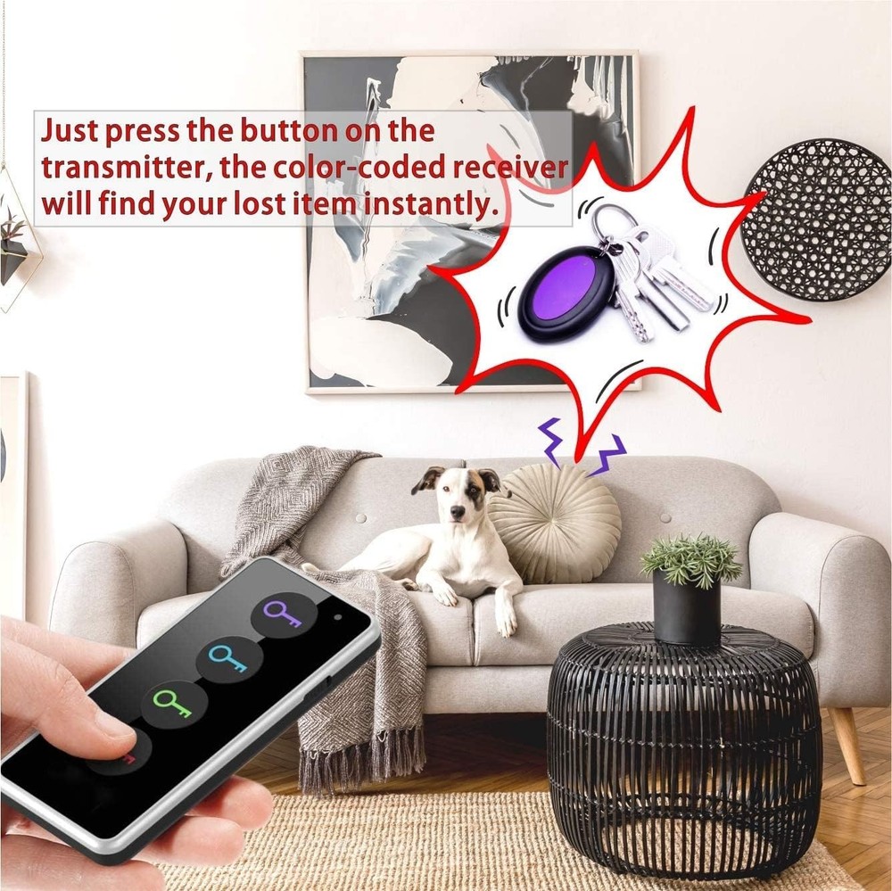 Key Finder, 80Db+ RF Item Locator Tags with 131Ft. Working Range,Wireless Remote