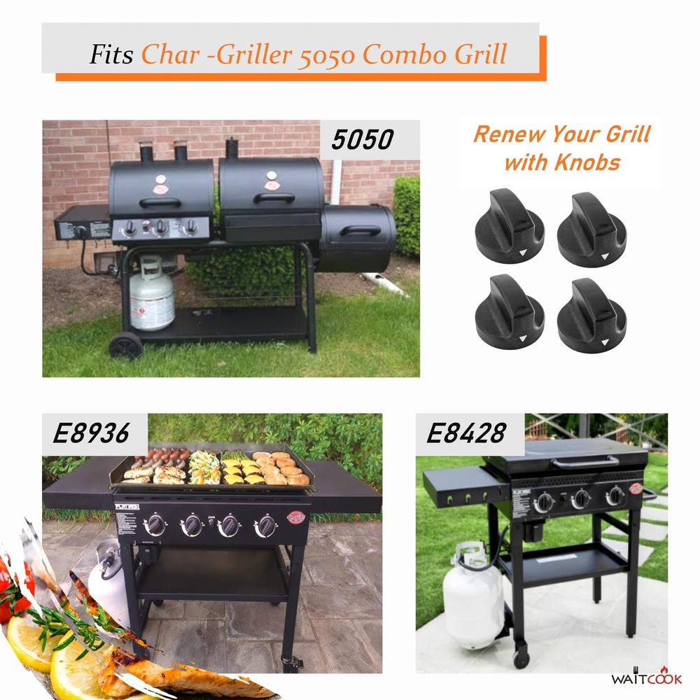 Replacement Control Knobs for Char-Griller 5050 Duo Gas-and-Charcoal Grill,4 ...