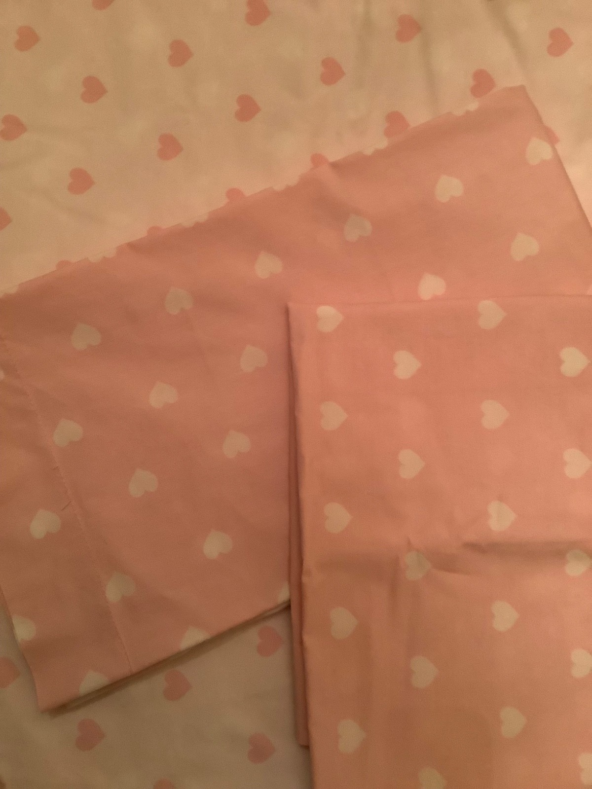 Pottery Barn Full/Queen Pink Hearts Duvet Cover with 2 Shams