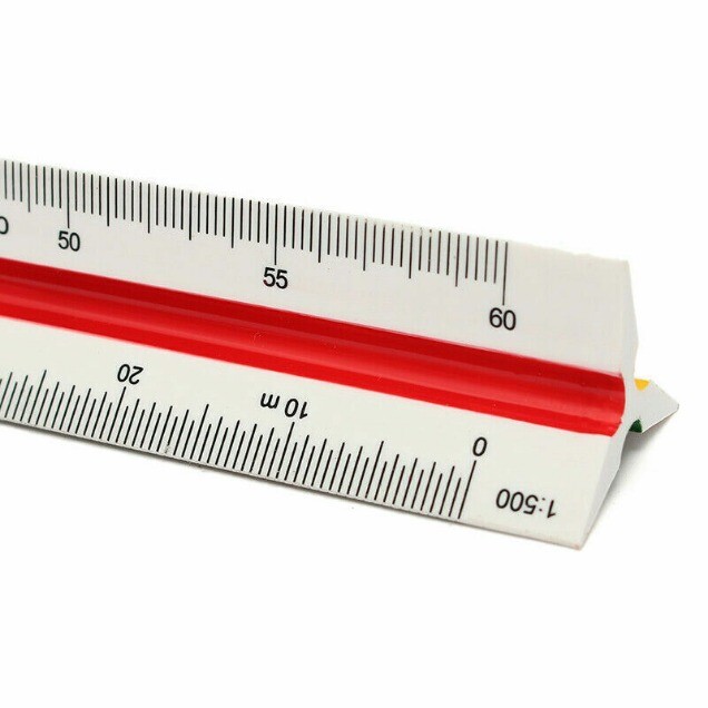 30cm/12" Solid Plastic Metric Triangular Scale Ruler Architect Engineers