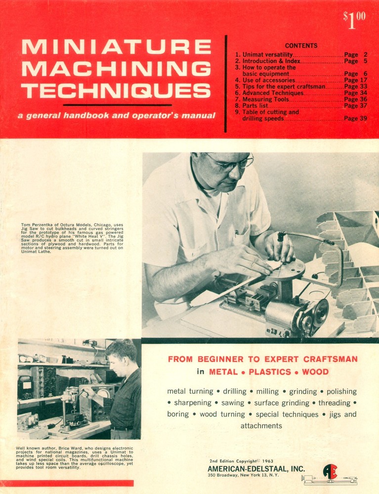 Unimat Lathe DB200 Manual, Parts List, Machining Techniques, PDF Computer Format