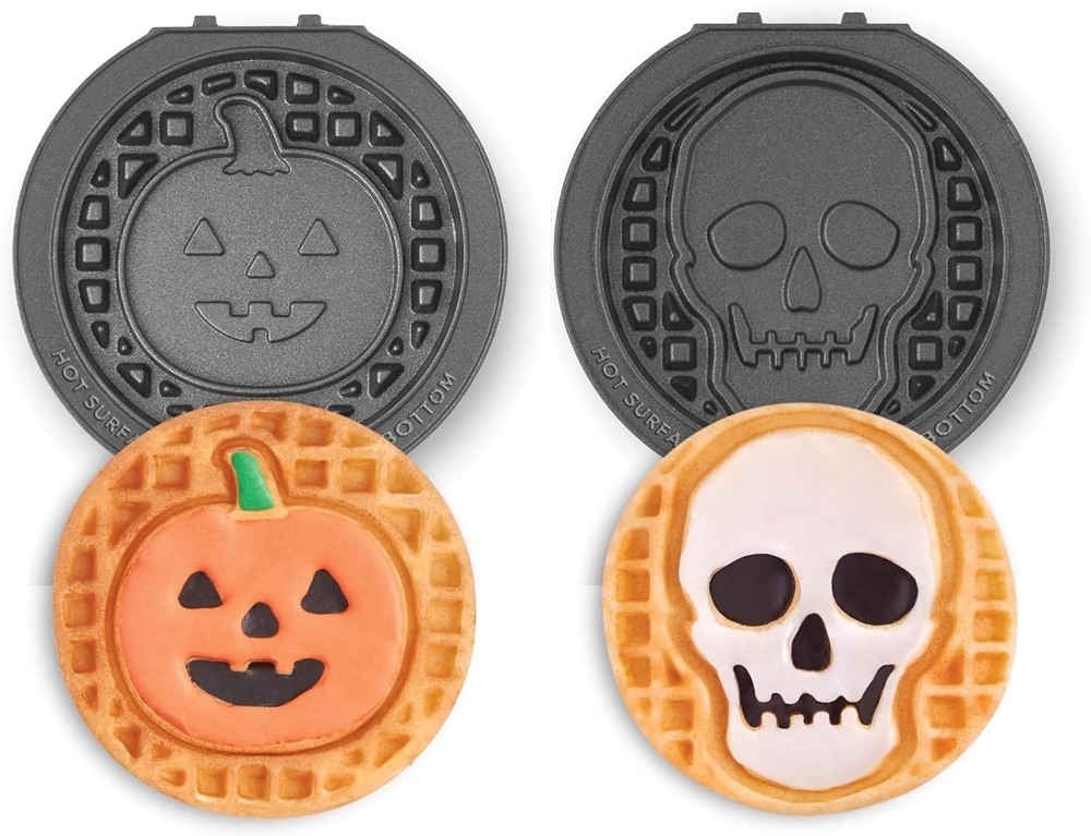 Multimaker Mini System Two 4” Nonstick Removable Waffle Plates (Skull & Jack-O-L