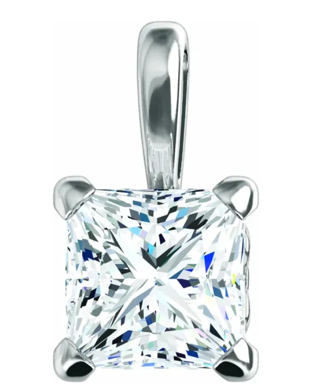 6mm Princess Square Solid 14k White Gold Fleur-de-lis Pendant Setting Mount USA