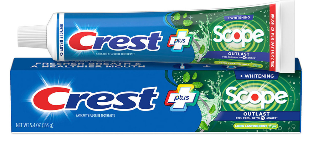 Crest Plus Scope Outlast Whitening Toothpaste, Mint, 5.4 oz (6 Pack)