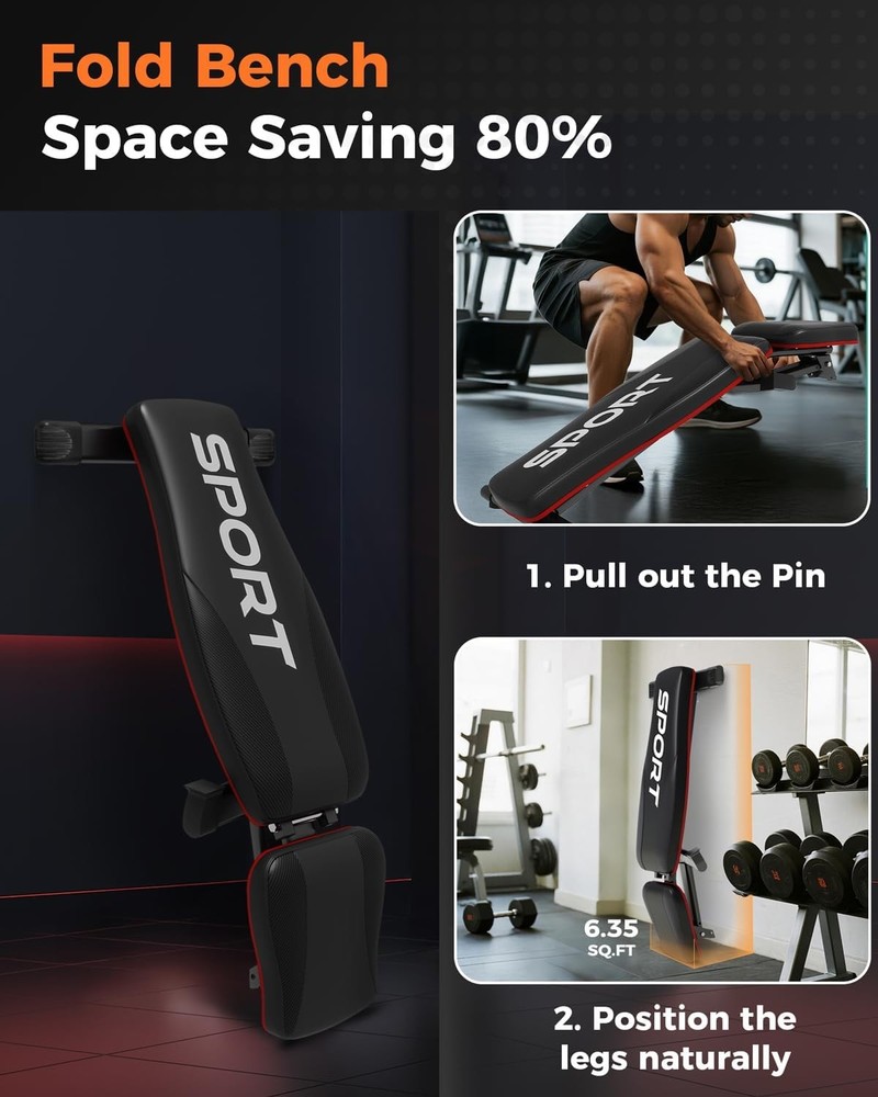 Adjustable Weight Bench Sit Up Bench Foldable Workout Bench with 5 Backrests