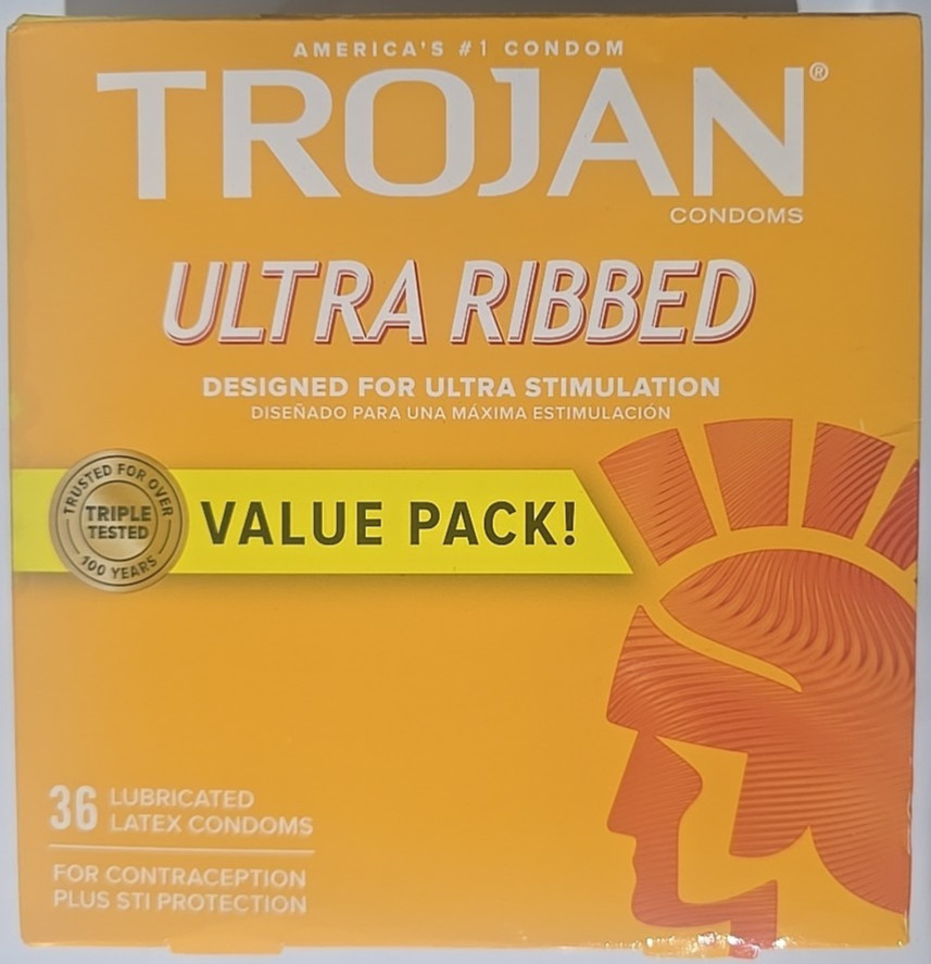 Trojan Ultra Ribbed Premium Lube Condoms - 36ct EXP 2028 OR LATER