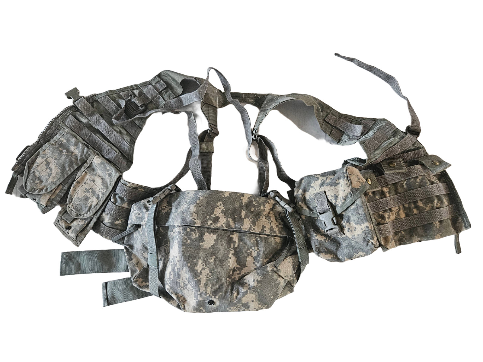 US Army MOLLE II ACU Fighting Load Carrier Vest w/ Tons of Extras! 8 pieces!