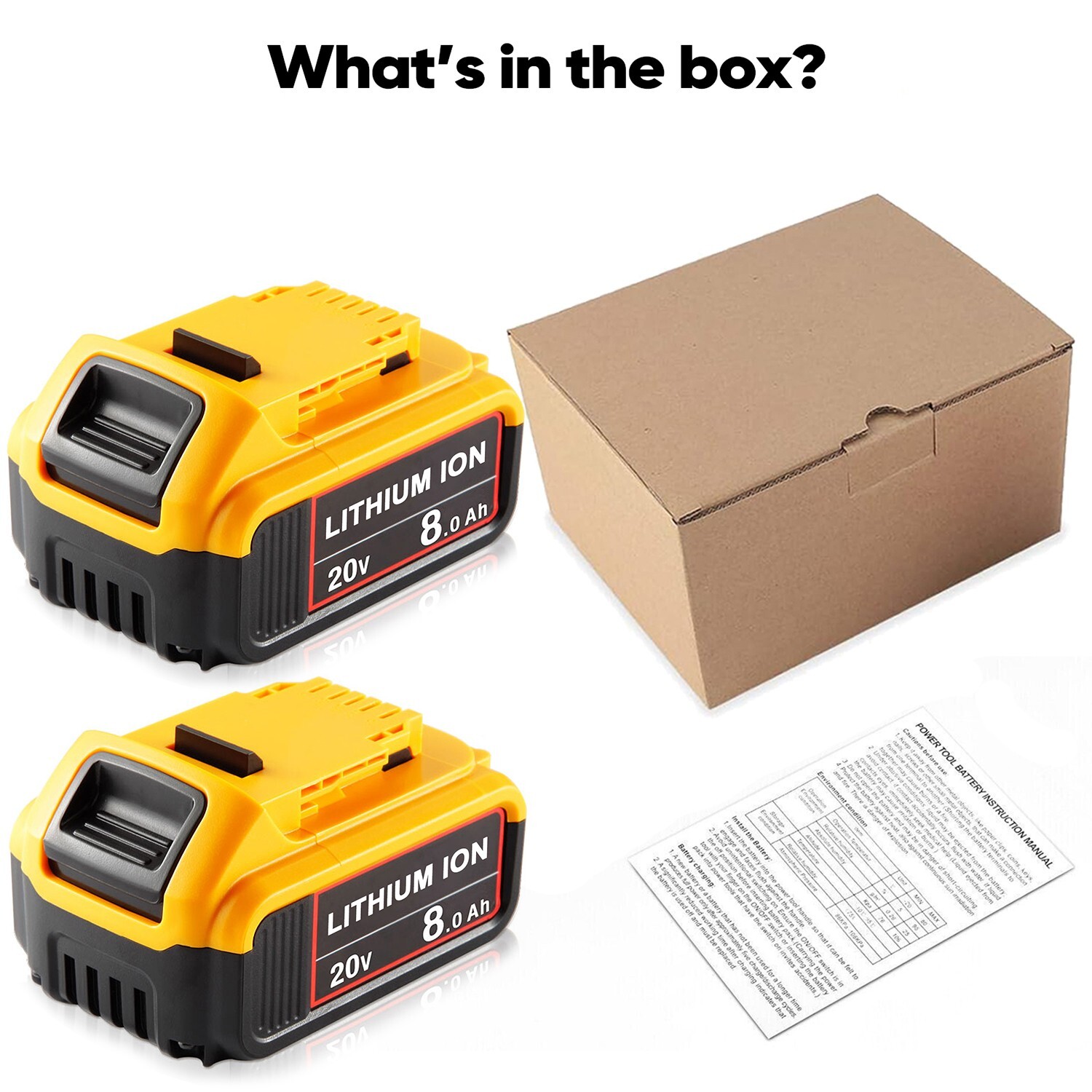 2Pack Lithium Ion Battery For DeWalt 20V 20 Volt Max 8.0AH DCB205 DCB206 DCB200