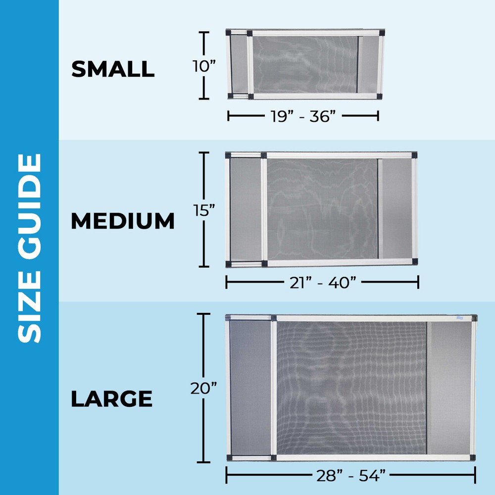 Adjustable Window Screen, Vertical/Horizontal, 10"x19-36" or 19"x10-18", 4 Pack