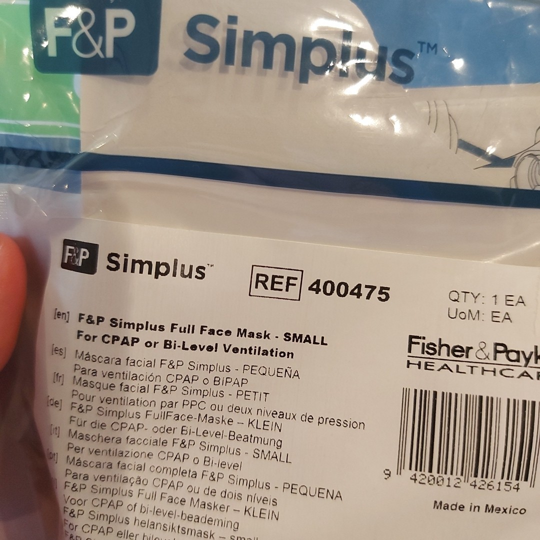Fisher & Paykel Simplus 400475 Full Face Mask - Small New Sealed FREE SHIPPING