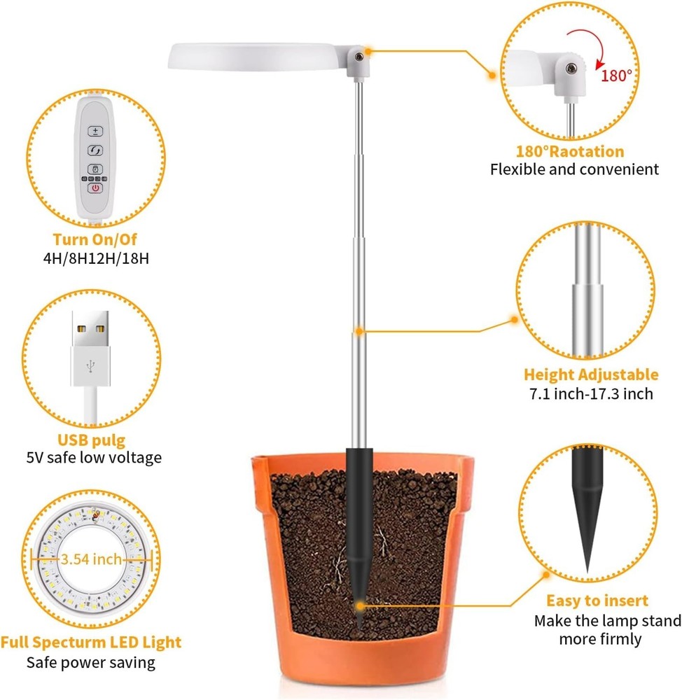 Compact LED Grow Light for Mini Plants - Adjustable Height & Easy Installation