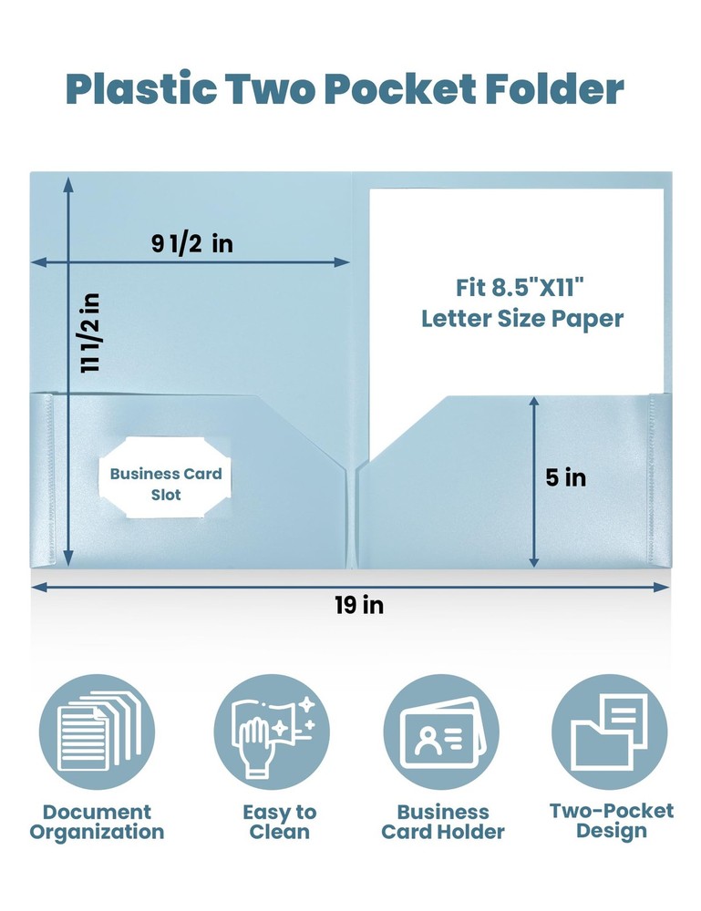 SUNEE Folders with Pockets (6 Pack, Pastel Colors), Plastic Multicolored 2