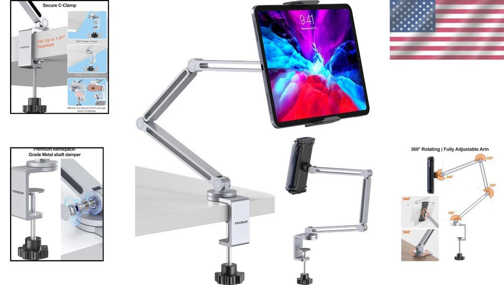 Adjustable Tablet Arm Mount with Super Grip Clamp