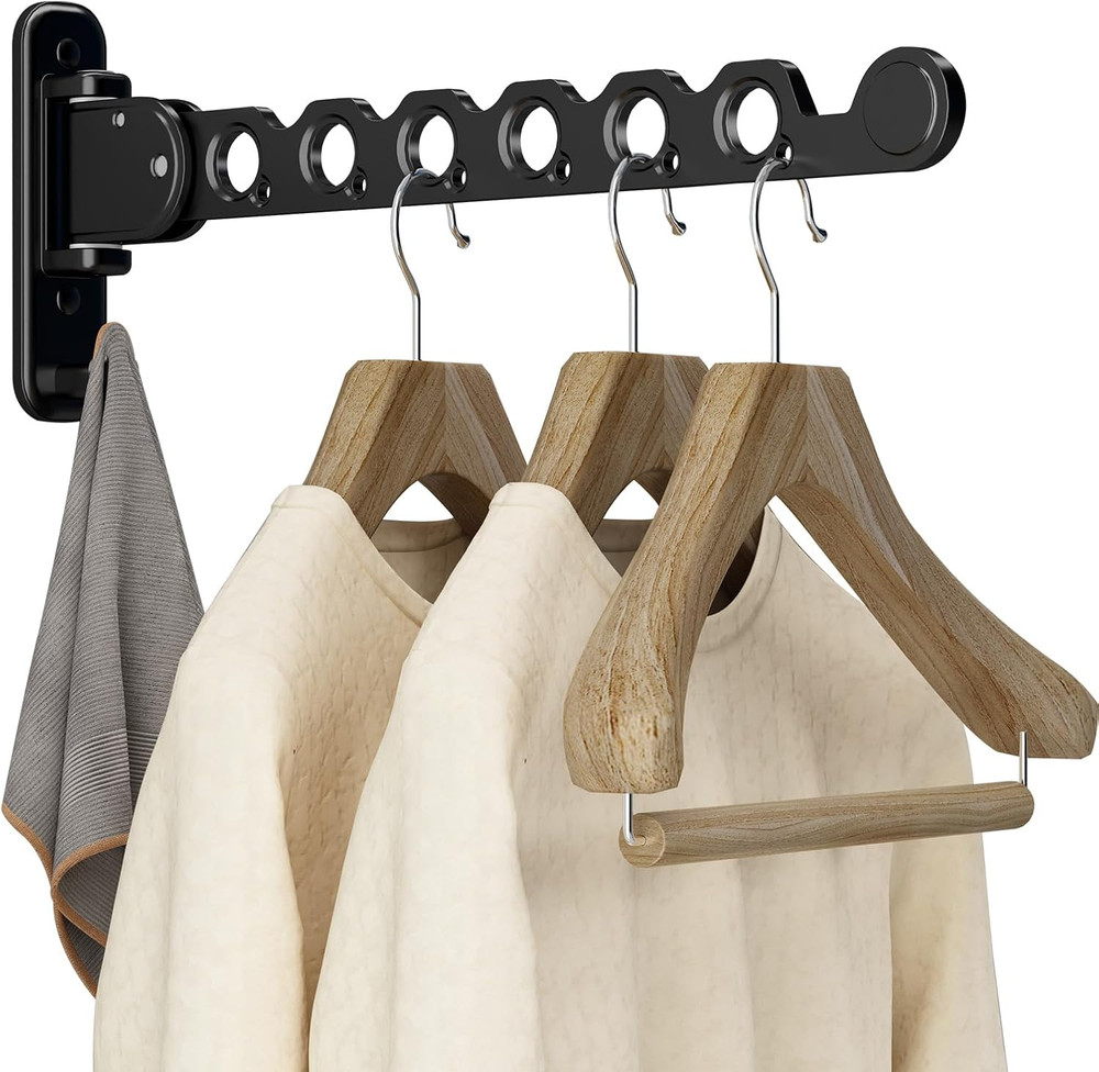 Clothes Drying Rack Foldable Wall Mounted Laundry Drying Rack Clothing Coat Hang