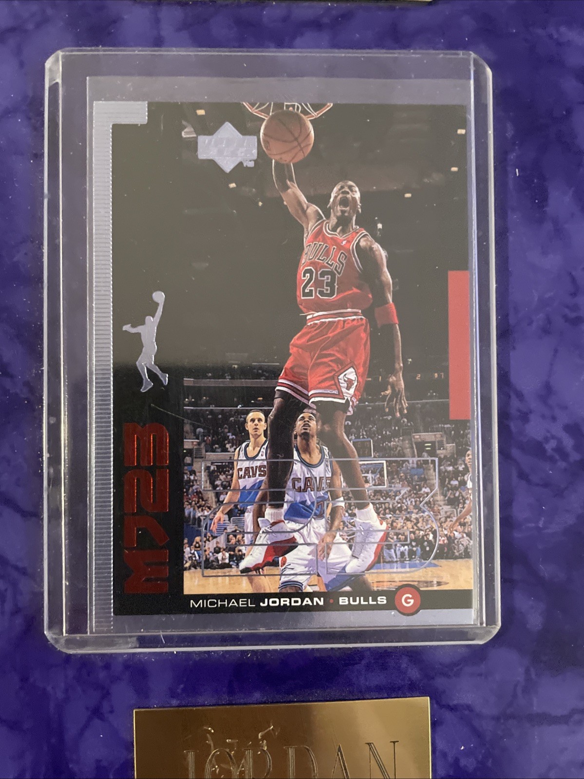 Michael Jordan, 2000 MJ’s Final Floor Jumbo Card on Plaque with UD MJ23 Card