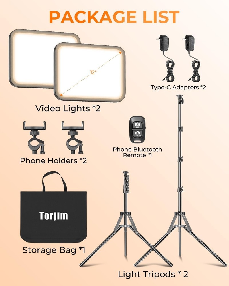 Versatile 12'' LED Studio Light: 5 Modes & Adjustable Brightness for Any Project