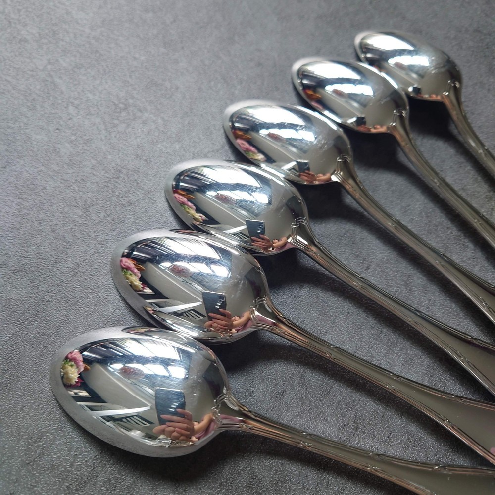 Christofle Rubans Coffee Spoon 6pcs Silverplate Flatware Excellent