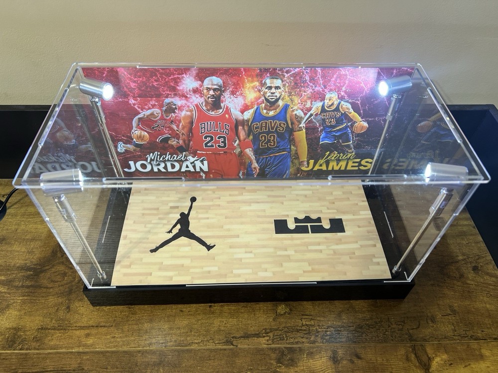 Michael Jordan & Lebron James Custom 2-3 Card PSA Display Case W/ LED Lights