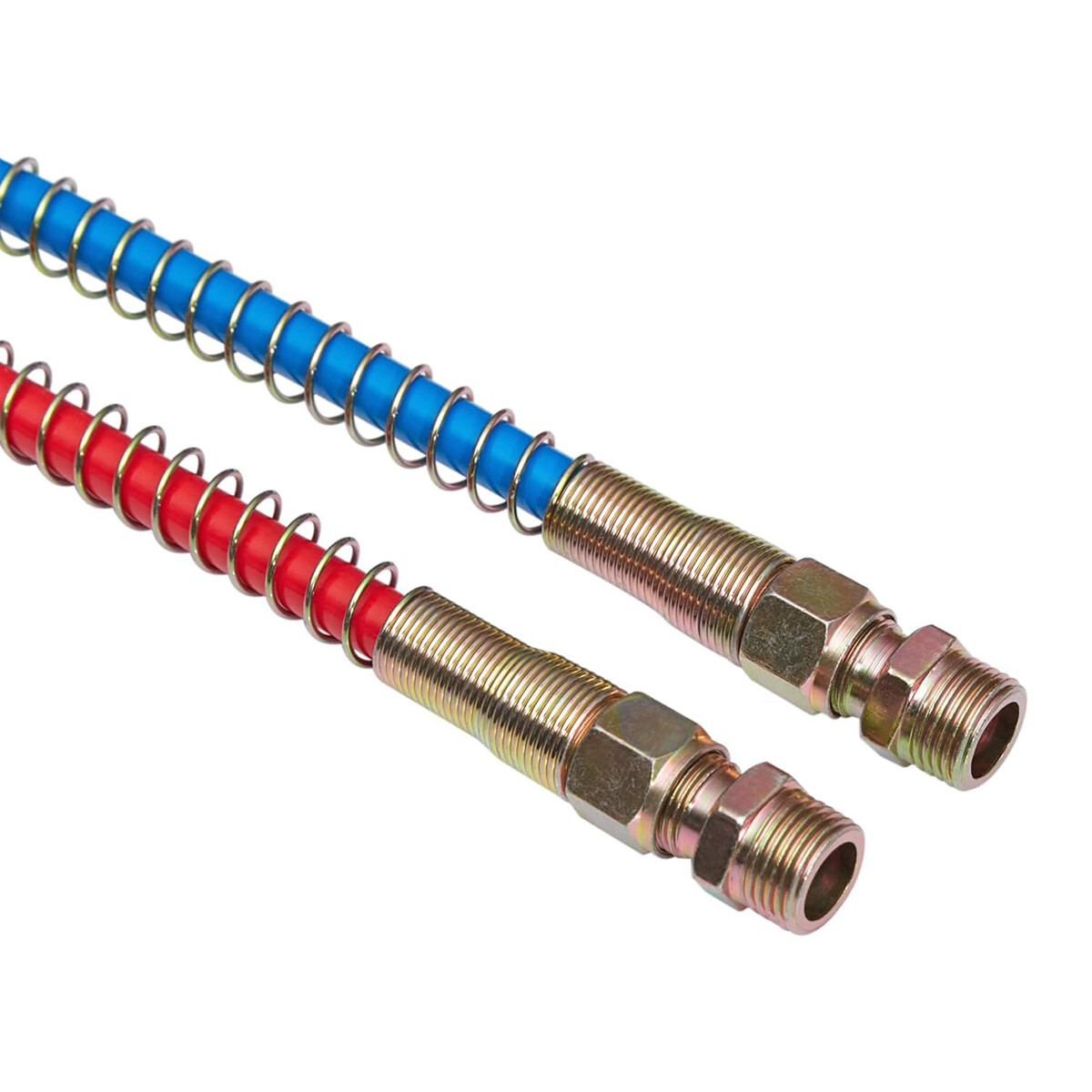 15FT Blue&Red Air Brake Coiled Hose Kit Semi Truck Tractor Trailer Air Line Coil