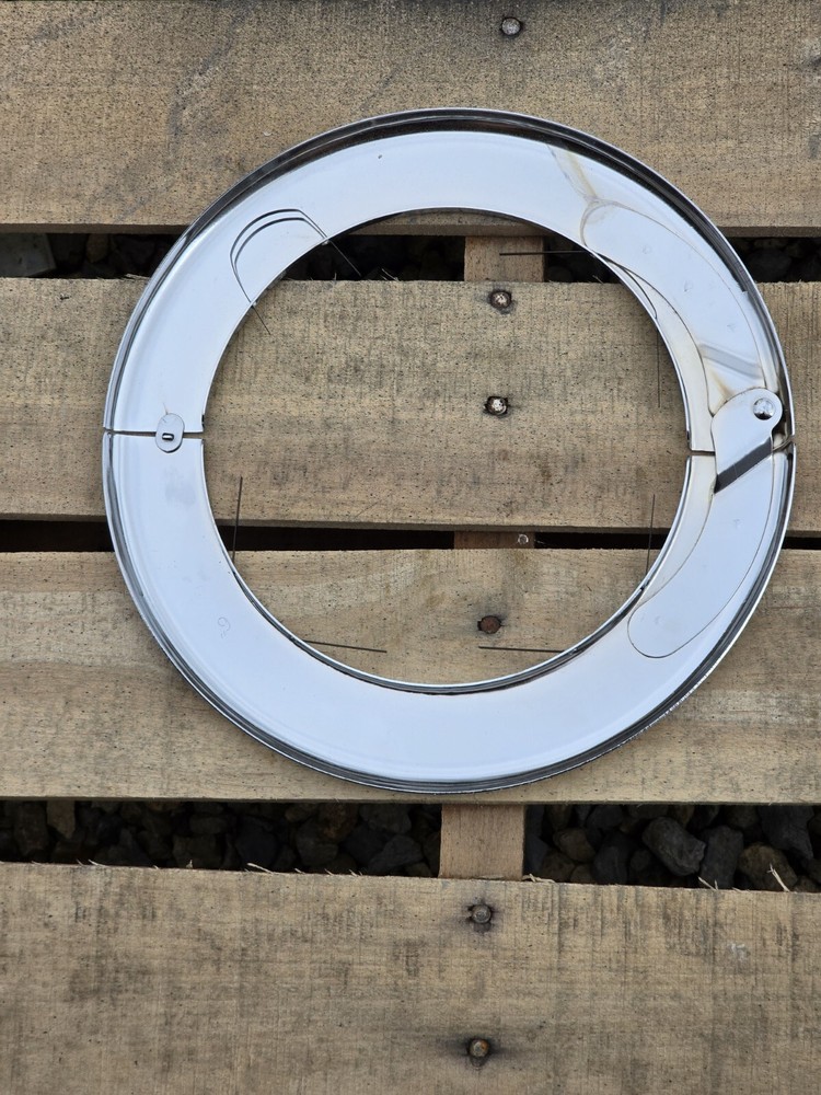 Two 6" IPS Chrome Split Pipe Spring Escutcheon Steel Flange Ring Wall Plate