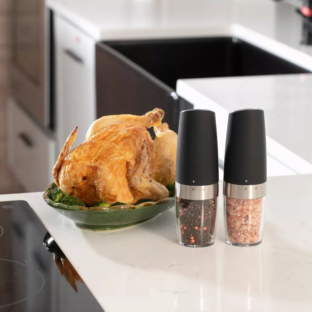 Gravity Electric Pepper and Salt Grinder Set One-Handed Automatic Operation