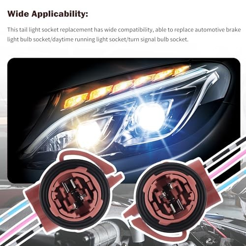 2PCS 3157 Turn Signal Socket,Standard Brake Light Socket with Tail Light Red