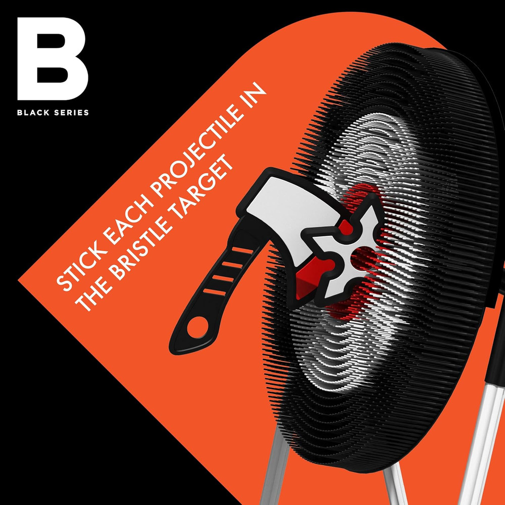 Axe Throwing Target Set, Includes 3 Axes & Bristle Target, Lightweight Plastic A