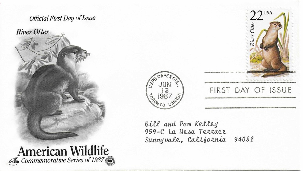 STAMP US SCOTT 2314 "River Otter" 22 CENT 1987 FDC -A