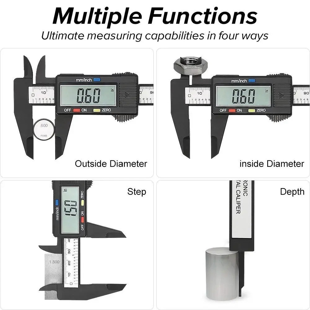 150mm/100mm Digital Vernier Caliper – Carbon Fiber Electronic Measuring Tool