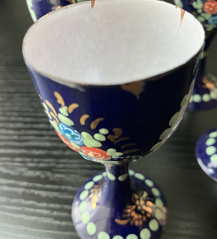 Vintage 6-piece Enameled Drinking Set