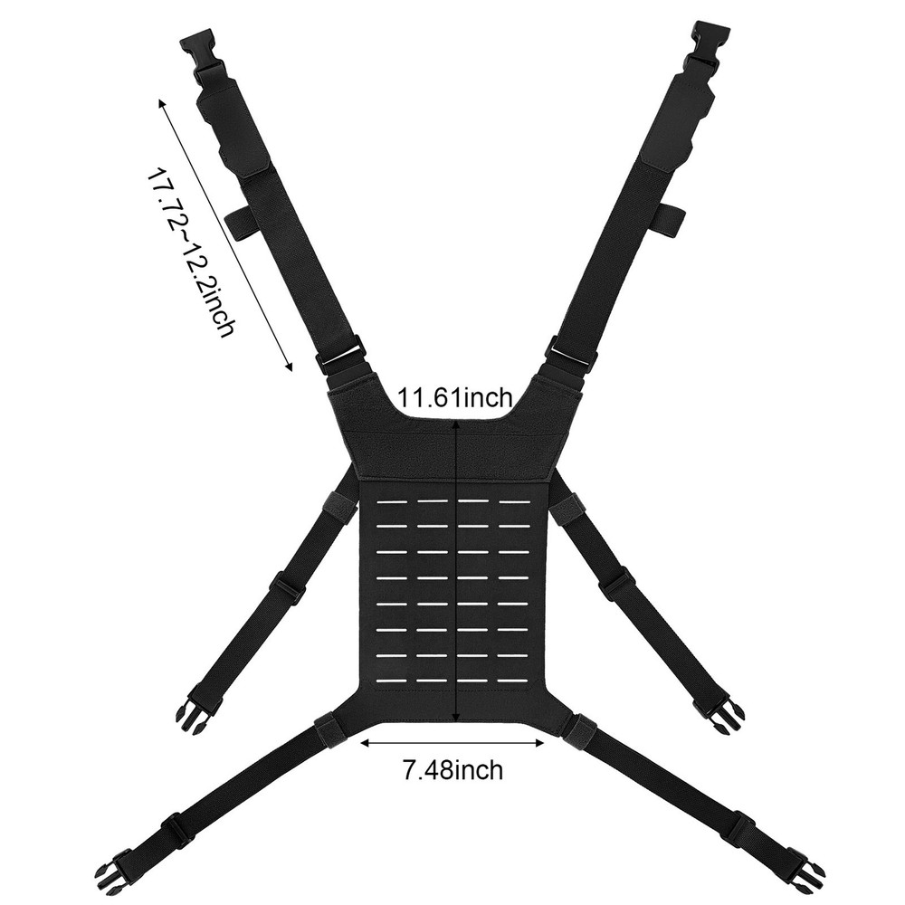 Krydex Tactical Chest Rig Shoulder Strap with MOLLE Panel Add-on Loading System